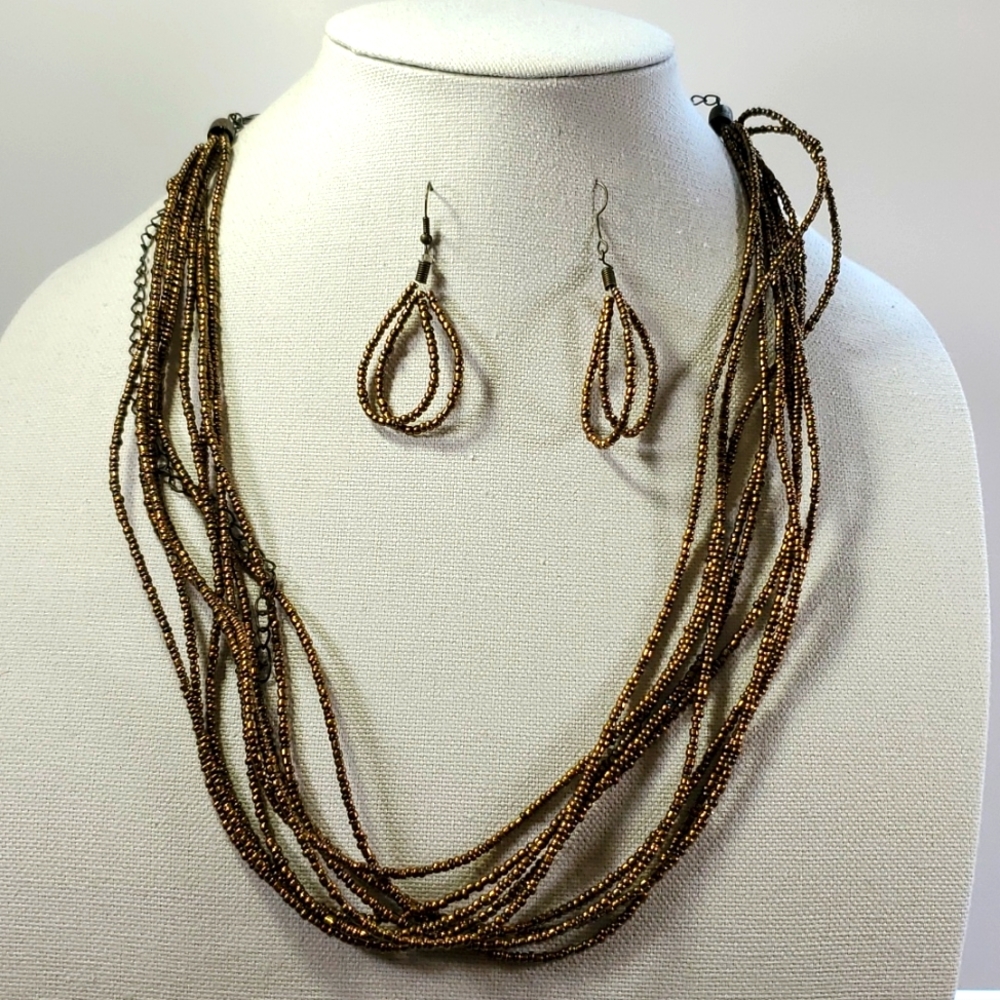 Necklace Bronzed beaded